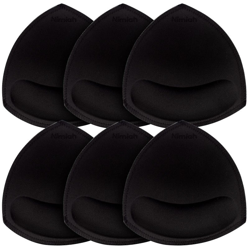 Nimiah Bra Pads Insert 3 Pairs Sewn Edge Bra Inserts AB, CD, DE Cups | Swimsuit Replacement Pad Beige Black White Optional - Image 1